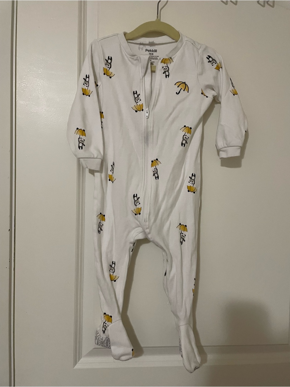 Pekkle White Footed One-Piece with Yellow Umbrella Print